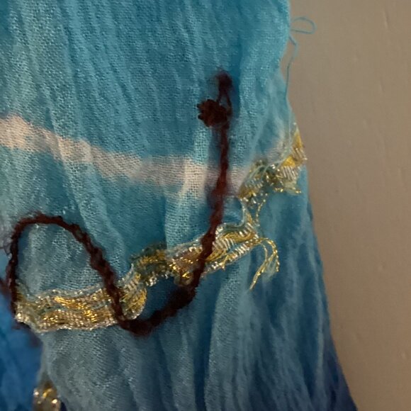 Sorela Women's Boho Midi Sleeveless Dress Free Size Embroidered Blue Beach - Picture 9 of 9